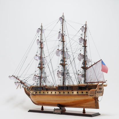 ALDO Hobbies & Creative Arts> Collectibles> Scale Model L: 35.4 W: 13.5 H: 29.5 Inches / NEW / Wood USS Constitution Medium Tall Ship Wood Model Sailboat With Tabletop Display  Front Open Case Combo Assembled