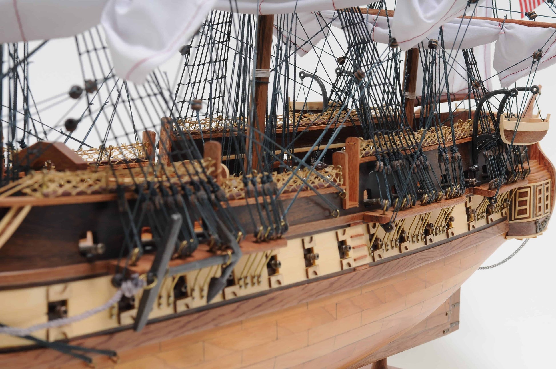 ALDO Hobbies & Creative Arts> Collectibles> Scale Model L: 35.4 W: 13.5 H: 29.5 Inches / NEW / Wood USS Constitution Medium Tall Ship Wood Model Sailboat With Tabletop Display  Front Open Case Combo Assembled