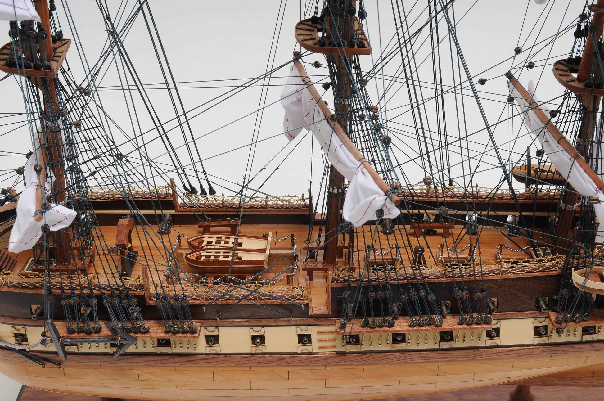 ALDO Hobbies & Creative Arts> Collectibles> Scale Model L: 35.4 W: 13.5 H: 29.5 Inches / NEW / Wood USS Constitution Medium Tall Ship Wood Model Sailboat With Tabletop Display  Front Open Case Combo Assembled