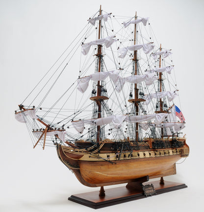 ALDO Hobbies & Creative Arts> Collectibles> Scale Model L: 35.4 W: 13.5 H: 29.5 Inches / NEW / Wood USS Constitution Medium Tall Ship Wood Model Sailboat With Tabletop Display  Front Open Case Combo Assembled