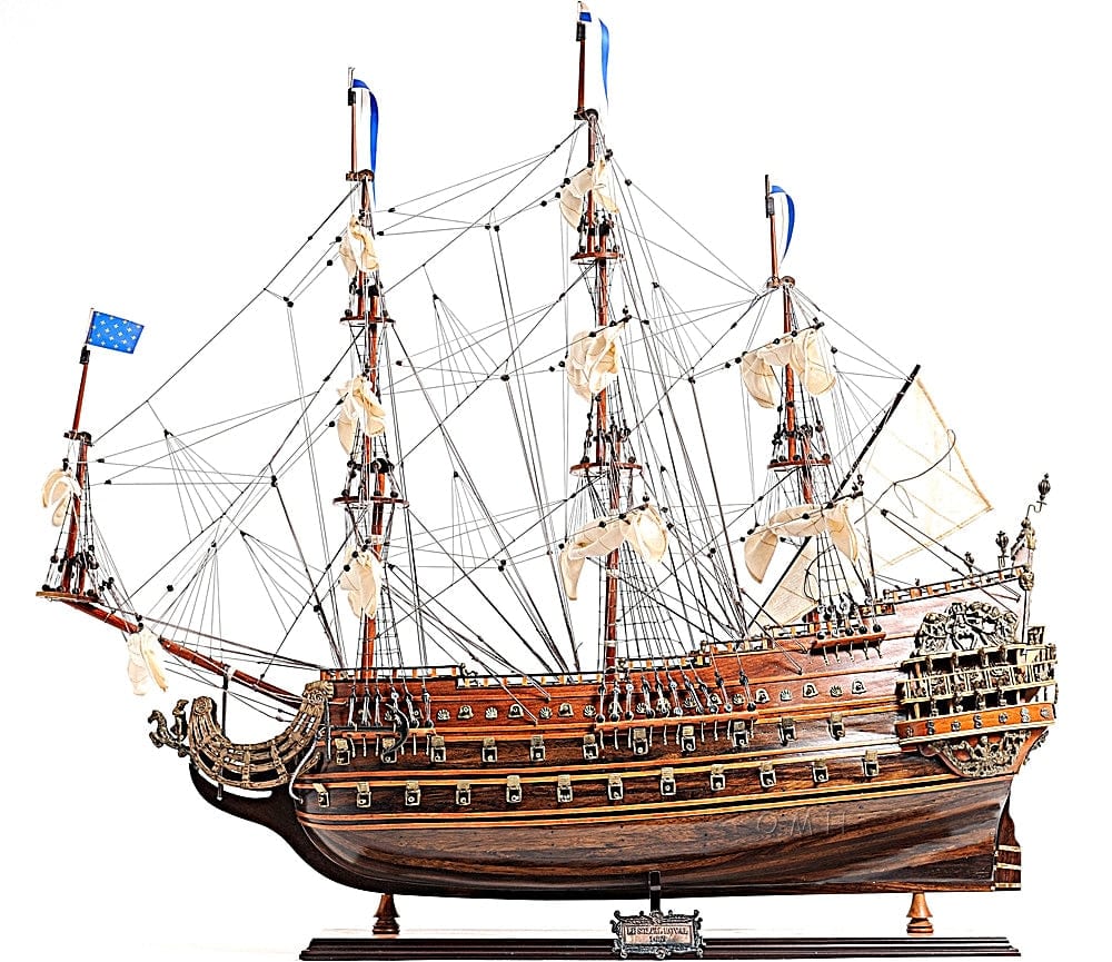 ALDO Hobbies & Creative Arts> Collectibles> Scale Model L: 36 W: 11 H: 33 Inches / NEW / Wood Soleil Royal Royal Sun French Tall Ship Large Wood Model Sailboat Assembled