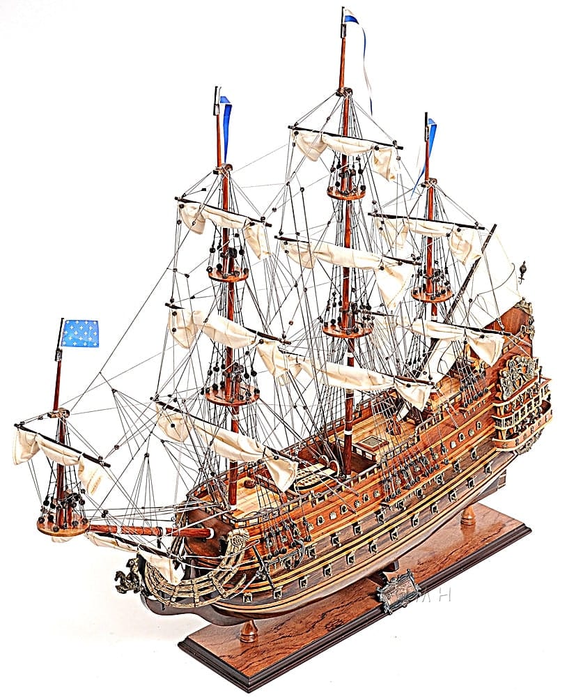 ALDO Hobbies & Creative Arts> Collectibles> Scale Model L: 36 W: 11 H: 33 Inches / NEW / Wood Soleil Royal Royal Sun French Tall Ship Large Wood Model Sailboat Assembled