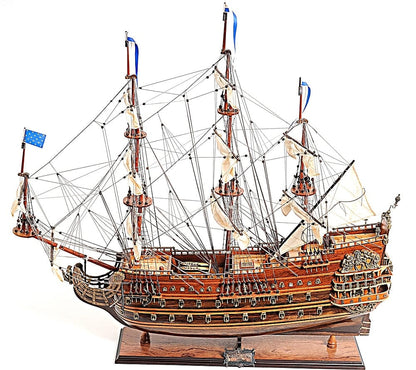 ALDO Hobbies & Creative Arts> Collectibles> Scale Model L: 36 W: 11 H: 33 Inches / NEW / Wood Soleil Royal Royal Sun French Tall Ship Large Wood Model Sailboat Assembled
