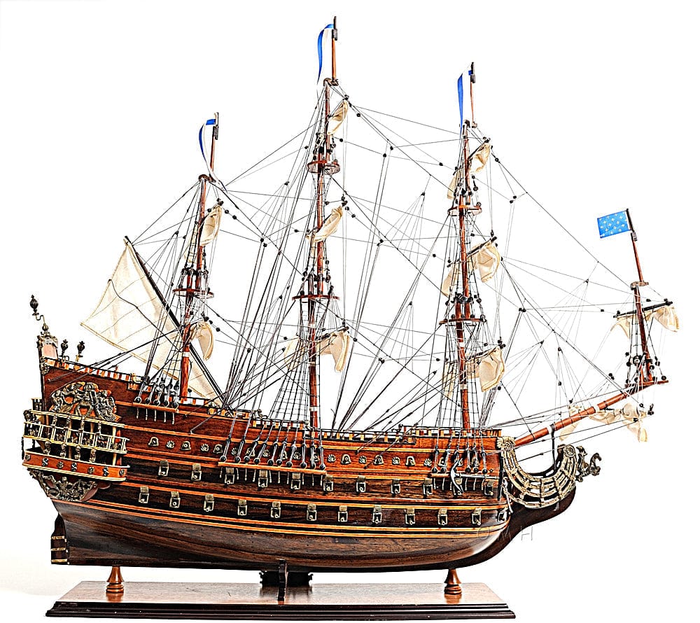 ALDO Hobbies & Creative Arts> Collectibles> Scale Model L: 36 W: 11 H: 33 Inches / NEW / Wood Soleil Royal Royal Sun French Tall Ship Large Wood Model Sailboat Assembled