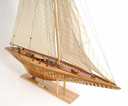 ALDO Hobbies & Creative Arts> Collectibles> Scale Model L: 38 W: 7 H: 46 Inches / NEW / Wood America's Cup Shamrock V is the J Class Classic Sailing Yacht Open Hull Medium Wood Model