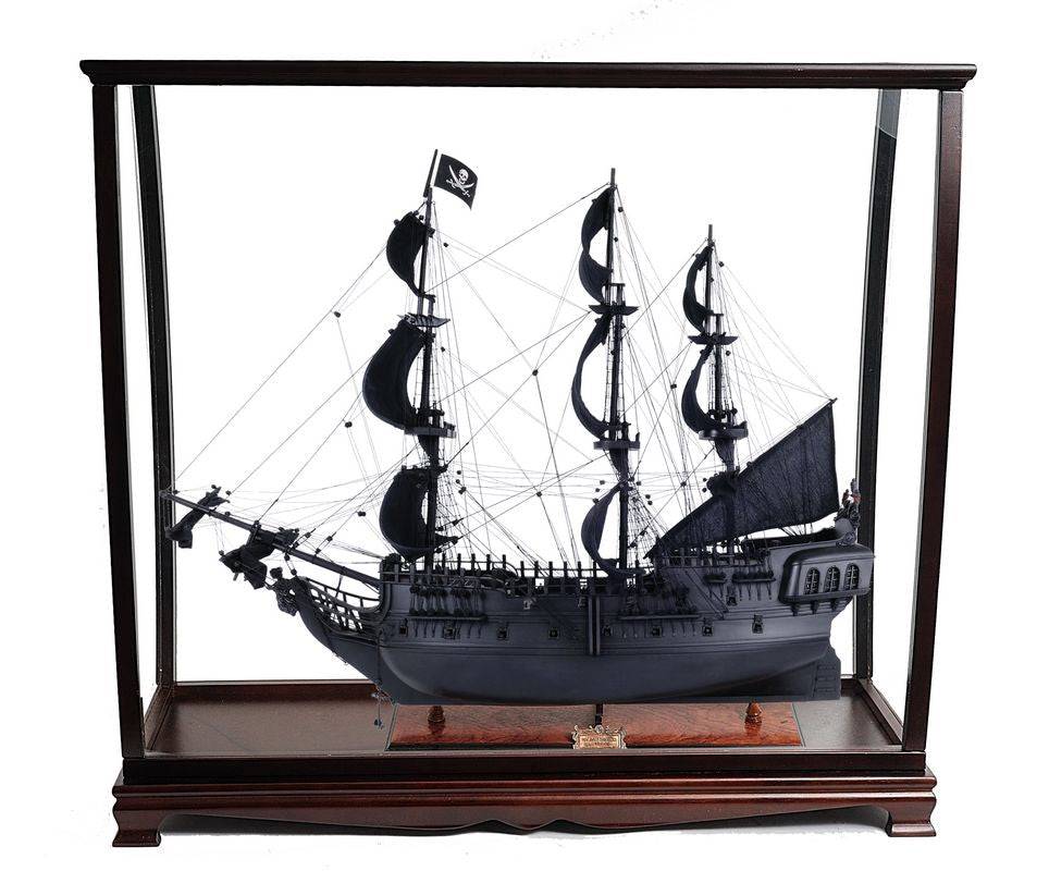 ALDO Hobbies & Creative Arts> Collectibles> Scale Model L: 40 W: 13.75 H: 39.25 Inches / NEW / Wood Black Pearl Pirates of The Caribbean Medium Tall Ship Wood Model Sailboat With Table Top Display Case Assembled