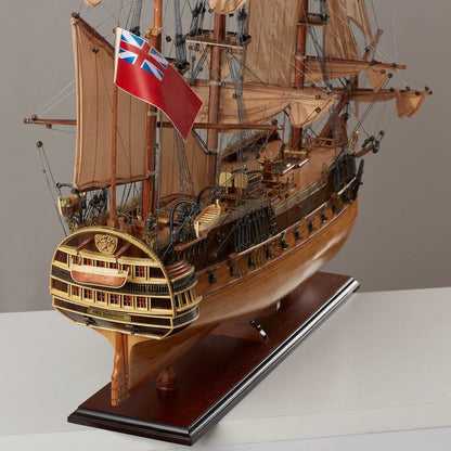 ALDO Hobbies & Creative Arts> Collectibles> Scale Model L: 40 W: 13.75 H: 39.25 Inches / new / wood HMS Surprise British Royal Navy Frigate Tall Ship  Portrayed in the Movie Master and Commander Wood Model Sailboat Large With Table Top Display Case