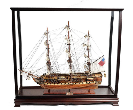 ALDO Hobbies & Creative Arts> Collectibles> Scale Model L: 40 W: 13.75 H: 39.25 Inches / NEW / Wood USS Constitution Large Tall Ship Wood Model Sailboat With Tabletop Display Case Combo Assembled