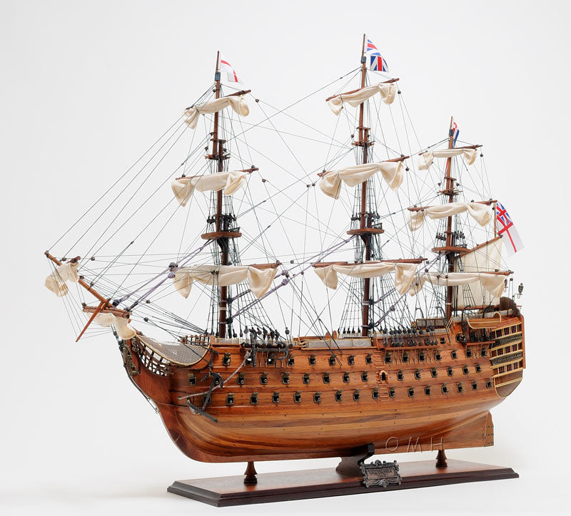ALDO Hobbies & Creative Arts> Collectibles> Scale Model L: 40 W: 13.75 H: 69 Inches / Brown / Wood HMS Victory Admiral Nelson Flagship Tall Ship Large Sailboat Exclusive Edition Wood Model Assembled With Table Top Display Case