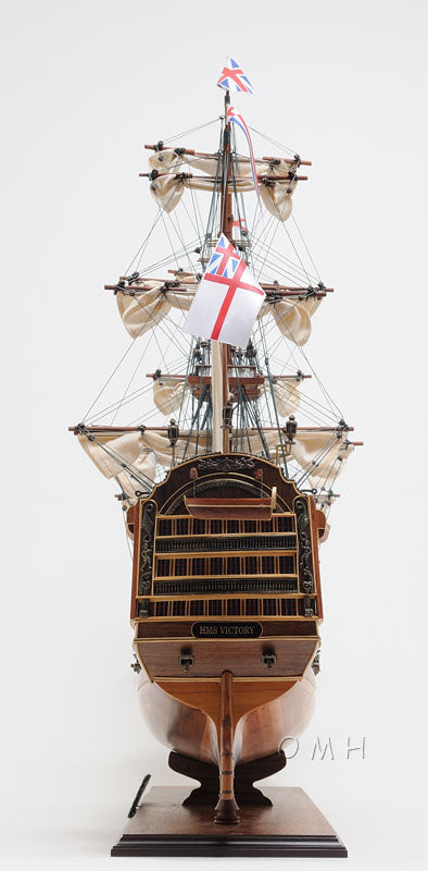 ALDO Hobbies & Creative Arts> Collectibles> Scale Model L: 40 W: 13.75 H: 69 Inches / Brown / Wood HMS Victory Admiral Nelson Flagship Tall Ship Large Sailboat Exclusive Edition Wood Model Assembled With Table Top Display Case
