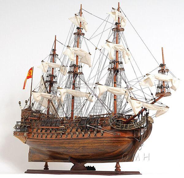 ALDO Hobbies & Creative Arts> Collectibles> Scale Model L: 40 W: 13.75 H: 69 Inches / NEW / Wood San Felipe Spanish Armada Galleon Large Tall Ship Exclusive Edition Large Wood Model Sailboat Assembled  With Floor Display Case