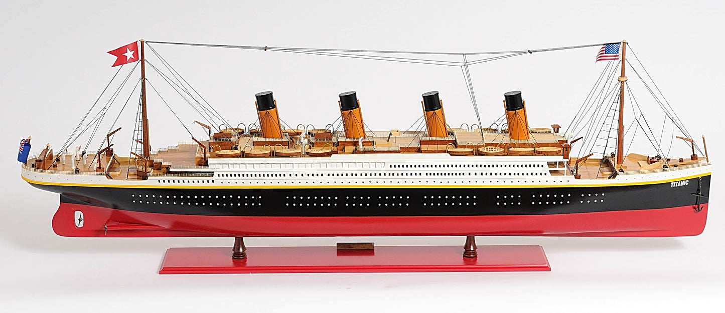 ALDO Hobbies & Creative Arts> Collectibles> Scale Model L: 56 W: 6 H: 19.25 Inches / NEW / Wood RMS Titanic Painted XL Large Passenger Ship Ocean Liner Wood Model Assembled