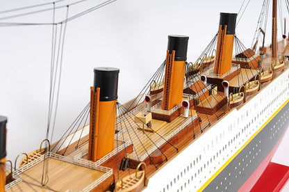 ALDO Hobbies & Creative Arts> Collectibles> Scale Model L: 56 W: 6 H: 19.25 Inches / NEW / Wood RMS Titanic Painted XL Large Passenger Ship Ocean Liner Wood Model Assembled