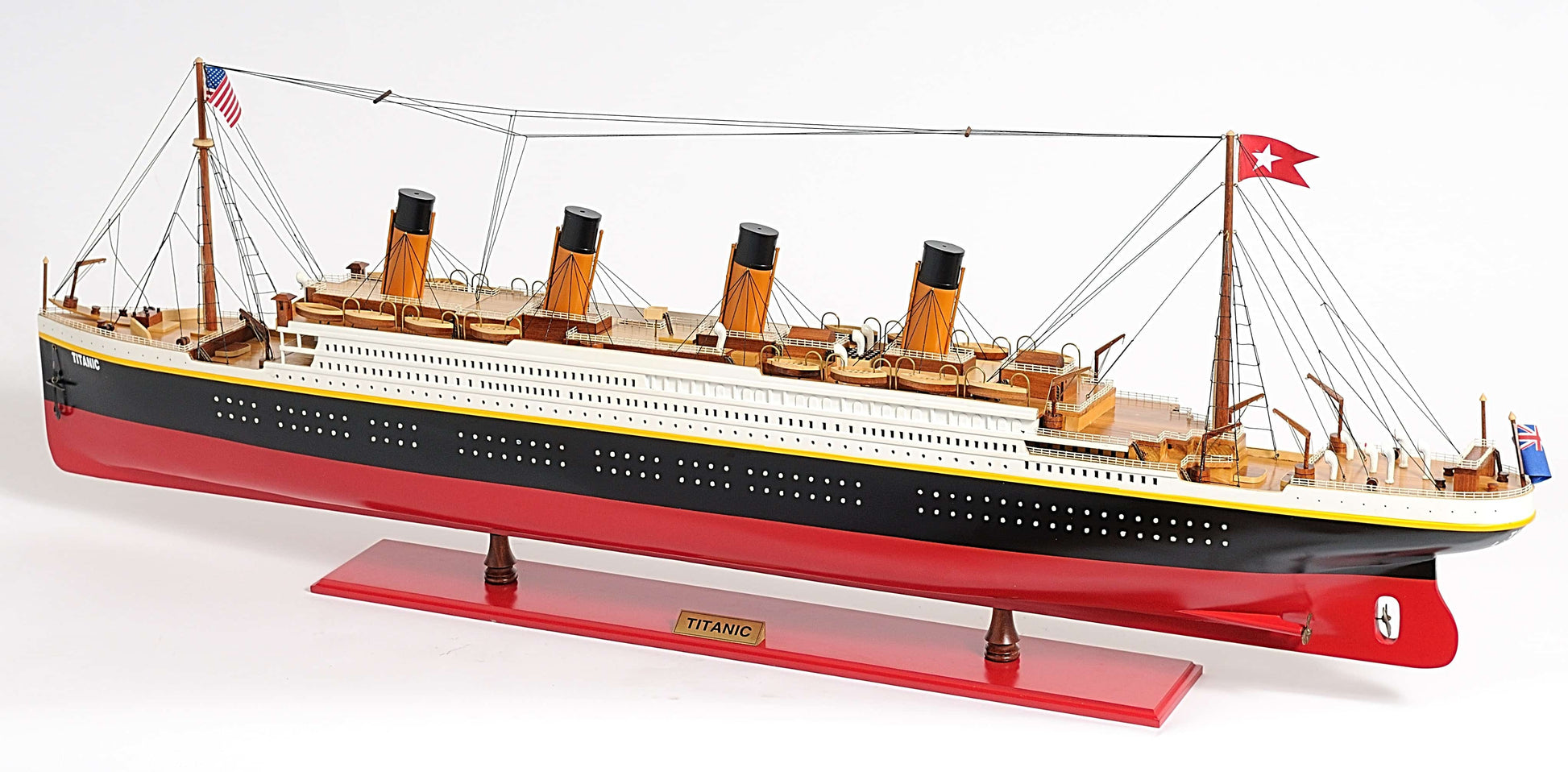 ALDO Hobbies & Creative Arts> Collectibles> Scale Model L: 56 W: 6 H: 19.25 Inches / NEW / Wood RMS Titanic Painted XL Large Passenger Ship Ocean Liner Wood Model Assembled