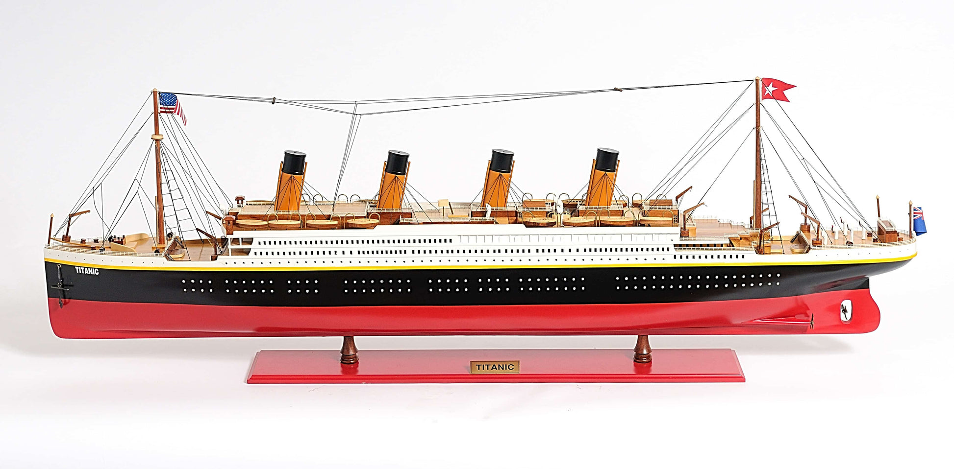 ALDO Hobbies & Creative Arts> Collectibles> Scale Model L: 56 W: 6 H: 19.25 Inches / NEW / Wood RMS Titanic Painted XL Large Passenger Ship Ocean Liner Wood Model Assembled