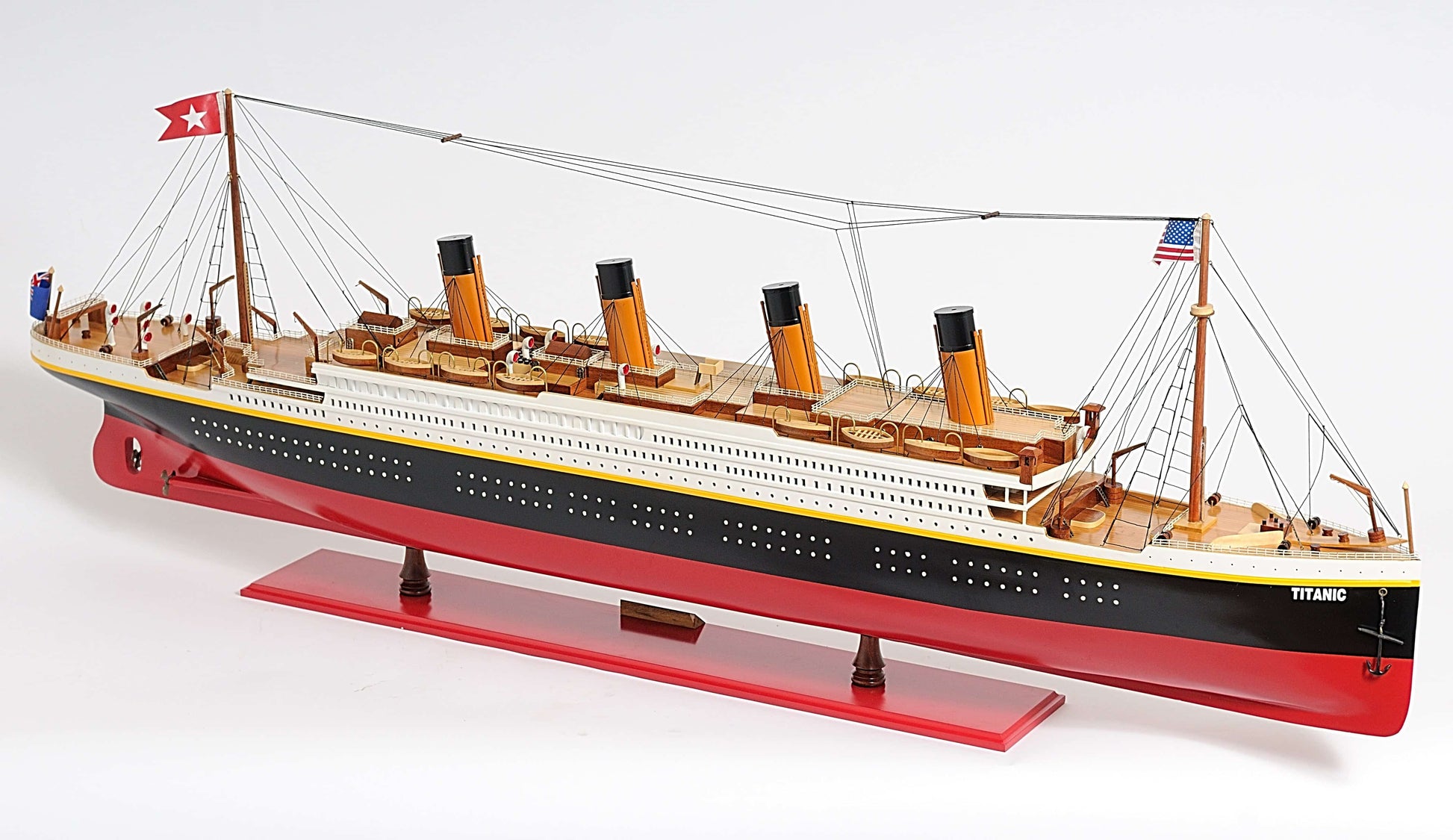 ALDO Hobbies & Creative Arts> Collectibles> Scale Model L: 56 W: 6 H: 19.25 Inches / NEW / Wood RMS Titanic Painted XL Large Passenger Ship Ocean Liner Wood Model Assembled