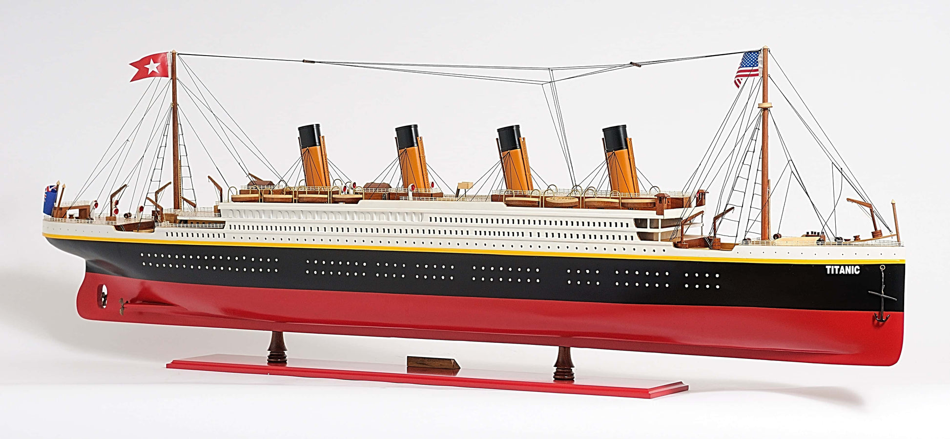 ALDO Hobbies & Creative Arts> Collectibles> Scale Model L: 56 W: 6 H: 19.25 Inches / NEW / Wood RMS Titanic Painted XL Large Passenger Ship Ocean Liner Wood Model Assembled