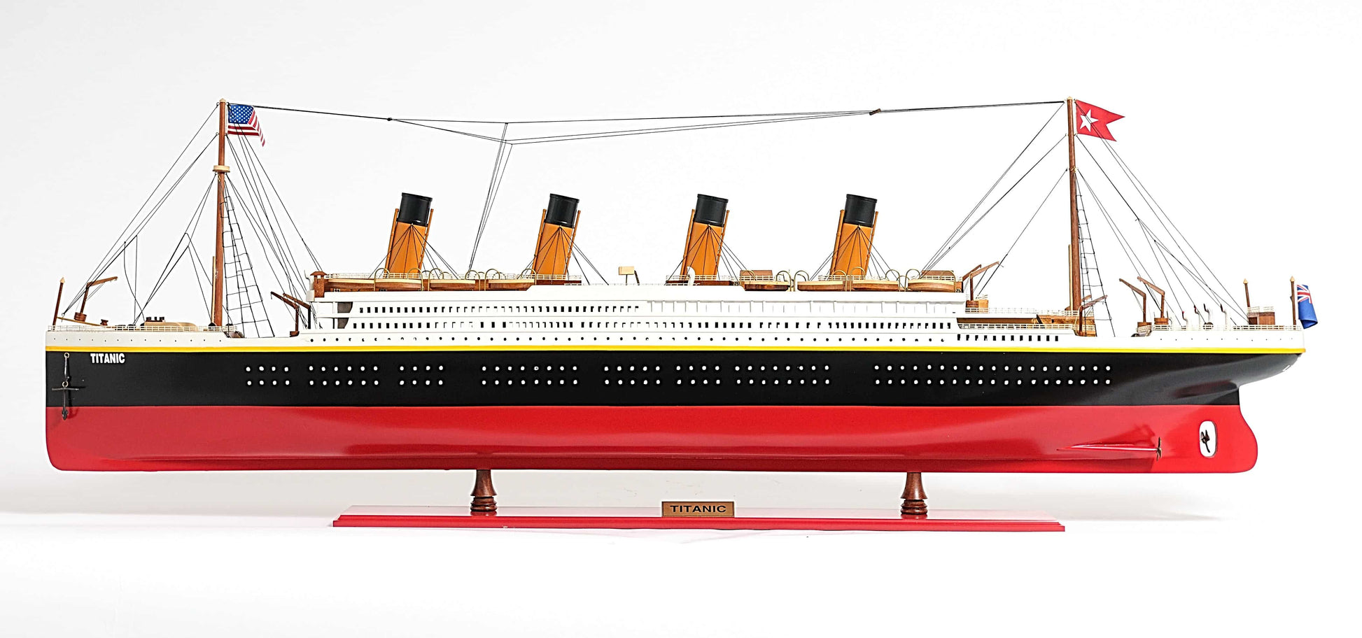 ALDO Hobbies & Creative Arts> Collectibles> Scale Model L: 56 W: 6 H: 19.25 Inches / NEW / Wood RMS Titanic Painted XL Large Passenger Ship Ocean Liner Wood Model Assembled