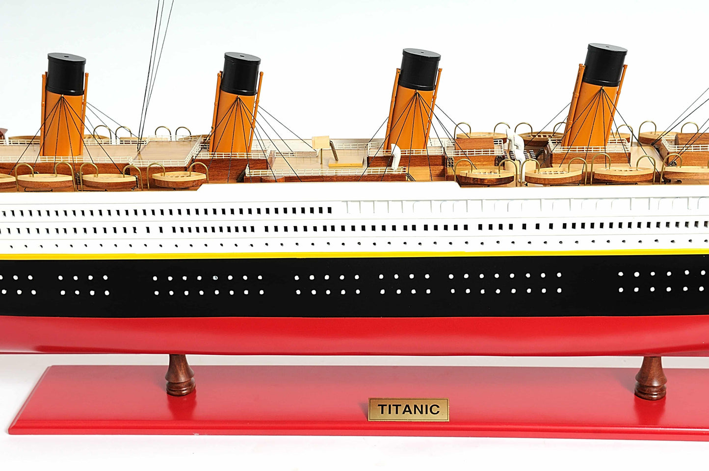 ALDO Hobbies & Creative Arts> Collectibles> Scale Model L: 56 W: 6 H: 19.25 Inches / NEW / Wood RMS Titanic Painted XL Large Passenger Ship Ocean Liner Wood Model Assembled