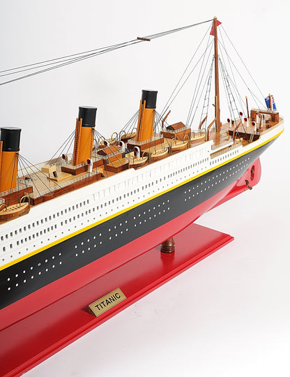 ALDO Hobbies & Creative Arts> Collectibles> Scale Model L: 56 W: 6 H: 19.25 Inches / NEW / Wood RMS Titanic Painted XL Large Passenger Ship Ocean Liner Wood Model Assembled