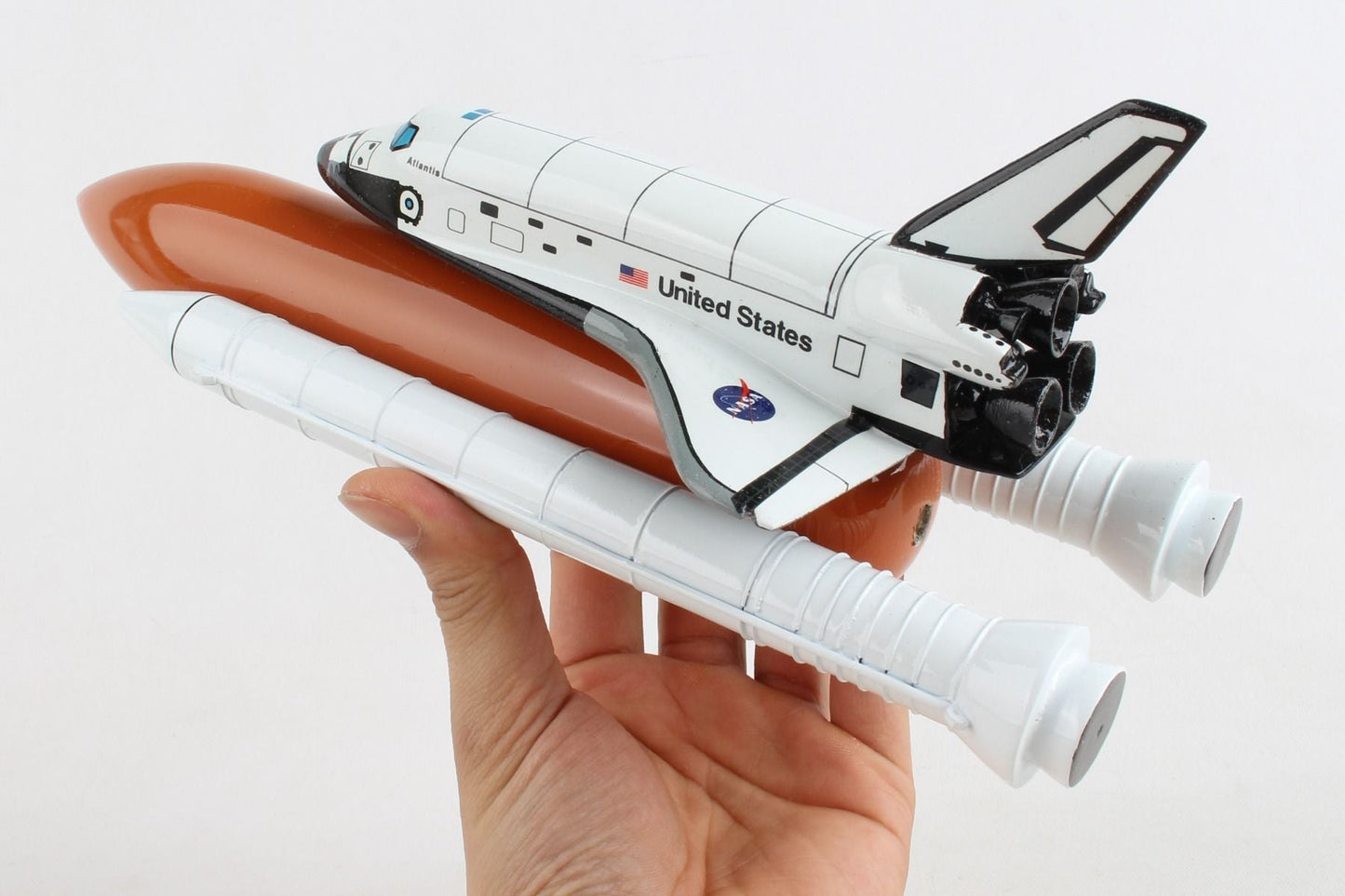 ALDO Hobbies & Creative Arts> Collectibles> Scale Model NASA Space Shuttle Atlantis Orbiter Full Stack Medium Wood Model Space Craft