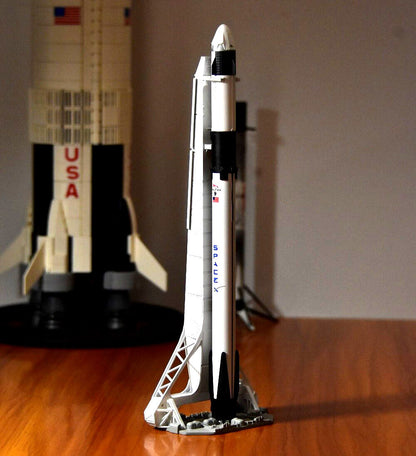 ALDO > Hobbies & Creative Arts> Collectibles> Scale Model NASA SpaceX Falcon 9 Rocket Manned Dragon Space Ship on Tower Launch Pad Spacecraft Desk Top Display.