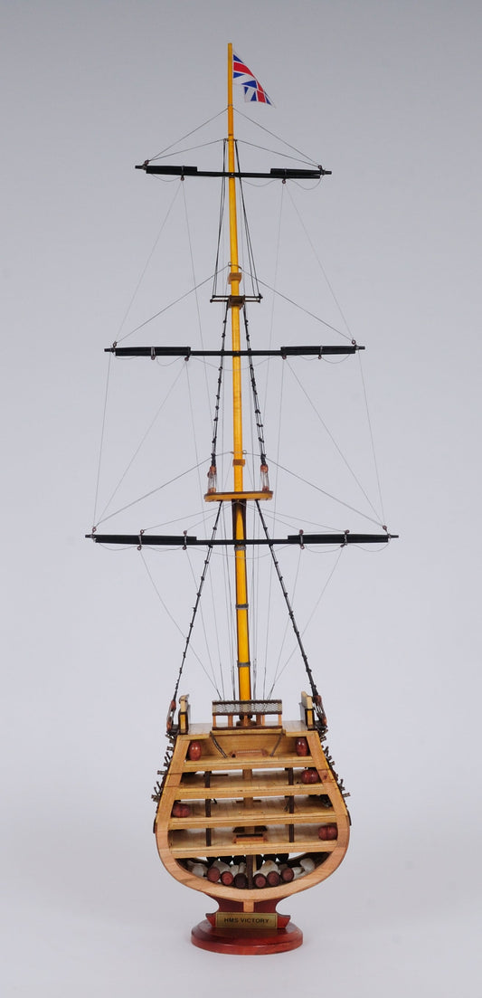 Aldo Hobbies & Creative Arts> Collectibles> Scale Model new / Wood / L: 12.25 W: 4 H: 35.25 Inches HMS Victory British Fighting Vessel Admiral Horatio Nelson’s flagship Tallship Cross Section Excusive Wood Model Sailboat Assembled