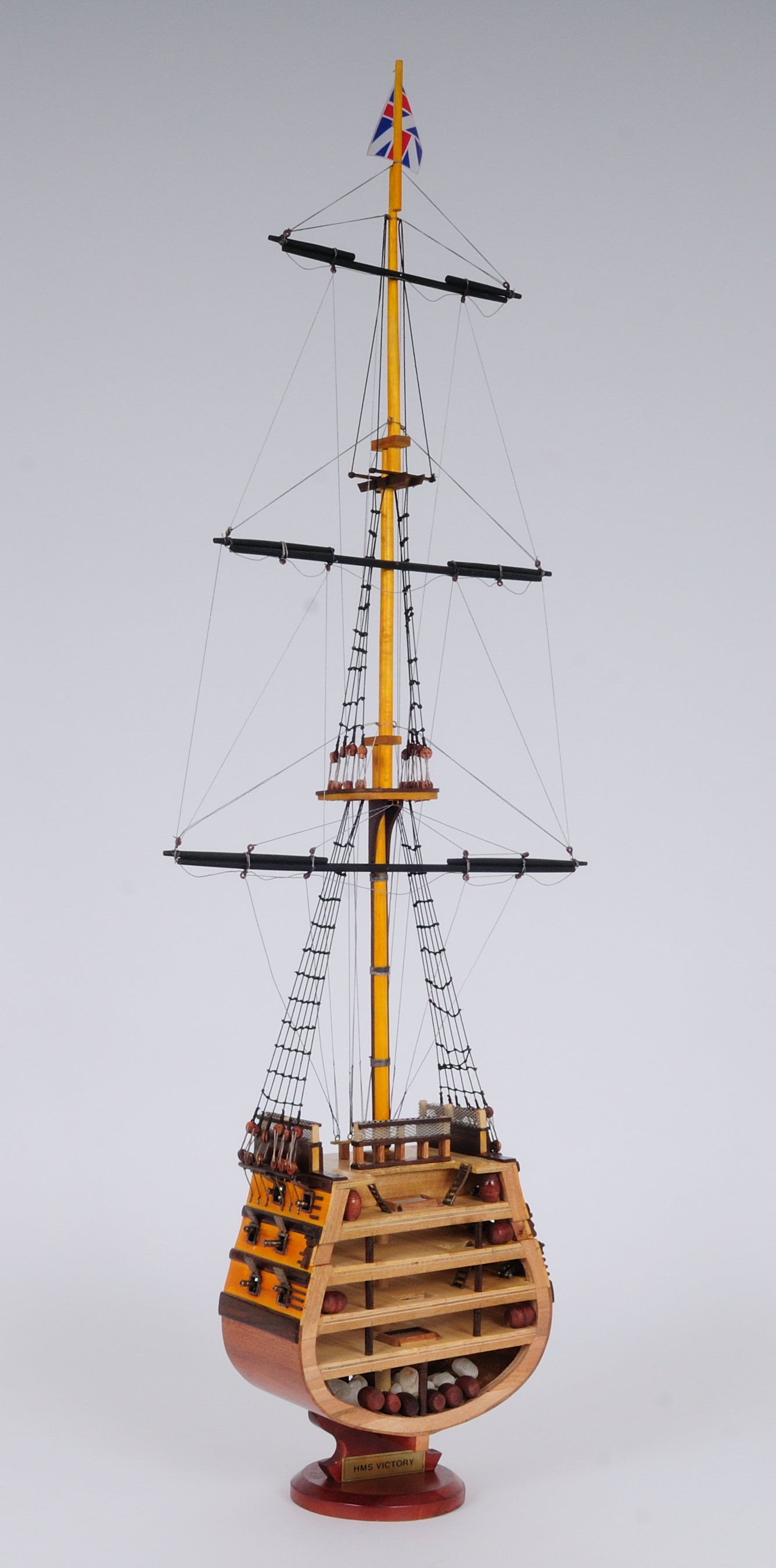 Aldo Hobbies & Creative Arts> Collectibles> Scale Model new / Wood / L: 12.25 W: 4 H: 35.25 Inches HMS Victory British Fighting Vessel Admiral Horatio Nelson’s flagship Tallship Cross Section Excusive Wood Model Sailboat Assembled
