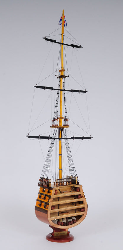 Aldo Hobbies & Creative Arts> Collectibles> Scale Model new / Wood / L: 12.25 W: 4 H: 35.25 Inches HMS Victory British Fighting Vessel Admiral Horatio Nelson’s flagship Tallship Cross Section Excusive Wood Model Sailboat Assembled