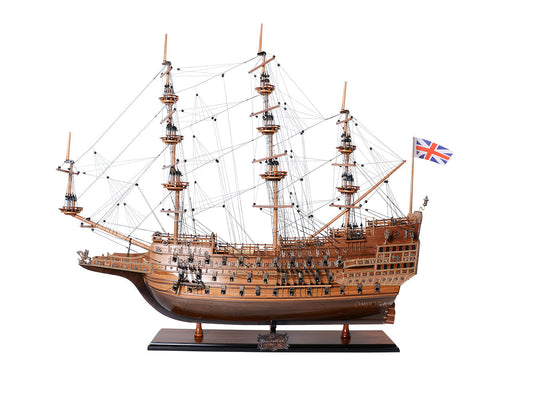 Aldo Hobbies & Creative Arts> Collectibles> Scale Model new / Wood / L: 35 W: 11.5 H: 32.5 Inches HMS Sovereign Of The Seas Tall Ship Small  Wood Model Sailboat No Sails Assembled
