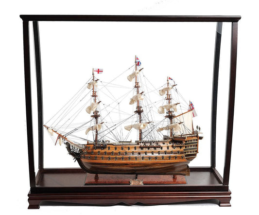 Aldo Hobbies & Creative Arts> Collectibles> Scale Model new / Wood / L: 40 W: 13.75 H: 39.25 Inches HMS Victory Midsize EE Tallship Wood Model Sailboat Assembled  With Display Case And Glass