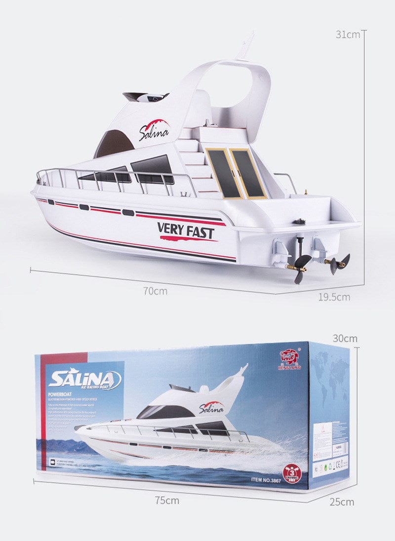 ALDO Hobbies & Creative Arts > Collectibles > Scale Models Dimensions: 70 x 19.5 x 31cm / 27.5" Long x 7.7 " Wide x 12.2" Toll Inches / NEW / ABS Radio Controlled Salina Royal Luxury Yacht Model Speedboat Ship Assembled