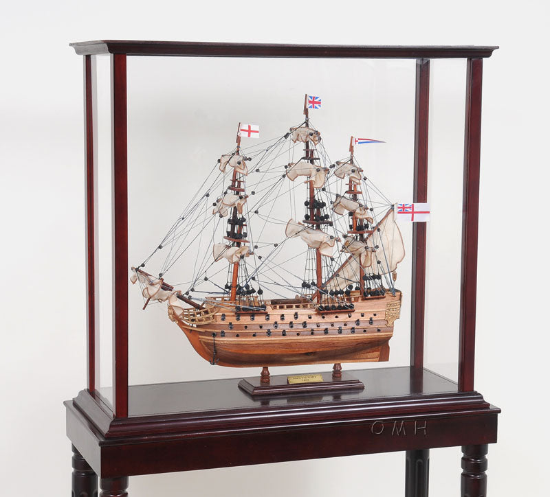 ALDO Hobbies & Creative Arts > Collectibles > Scale Models OUTSIDE:L: L: 29.25 W: 13.5 H: 51.75 Inches  / INSIDE : 26"L x 10"W x 24"H. inches. / NEW / Wood with plexiglass panels Floor Display Case Cabinet Wood with Plexiglas Panels for Tall Ship Yacht and Boat Models