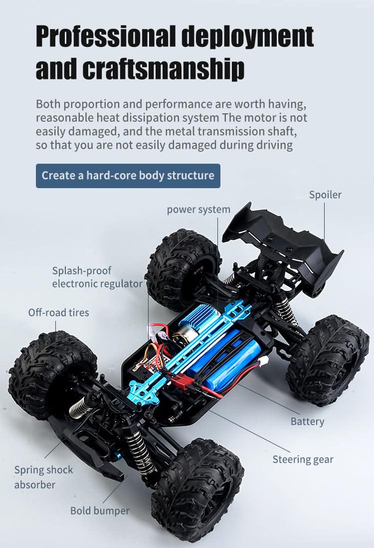 ALDO Hobbies & Creative Arts > Collectibles > Scale Models Radio Controlled Off Road Monster Racing Track High Speed Remote Control  Blue Model with LED.
