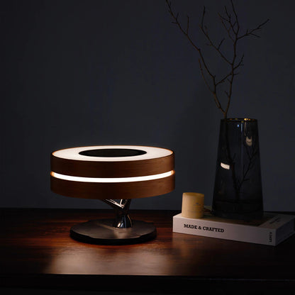 ALDO Home & Garden>Lamps> Lighting & Ceiling Fans ‎11"D x 11"W x 8"H / Wood Modern Art Deco Table Lamp Tree of Life Round Shape Smart Touch Wireless Bluetooth Speakers and Charging Pad