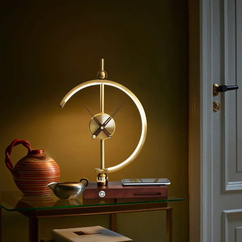 ALDO Home & Garden>Lamps> Lighting & Ceiling Fans 16 x 11 x 6 inches / New / Metal Artistic Design Clock Art Deco Sculpture Tabletop Lamp with Wirless Charger