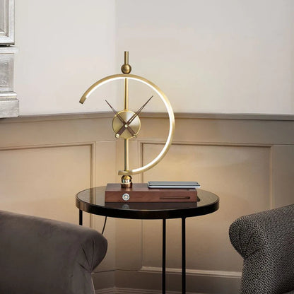 ALDO Home & Garden>Lamps> Lighting & Ceiling Fans 16 x 11 x 6 inches / New / Metal Artistic Design Clock Art Deco Sculpture Tabletop Lamp with Wirless Charger