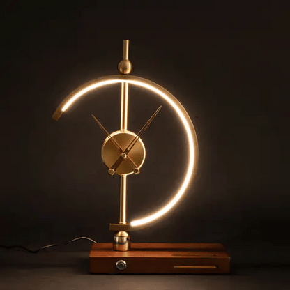 ALDO Home & Garden>Lamps> Lighting & Ceiling Fans 16 x 11 x 6 inches / New / Metal Artistic Design Clock Art Deco Sculpture Tabletop Lamp with Wirless Charger