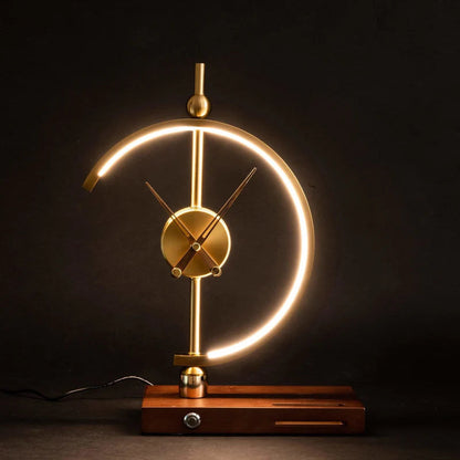 ALDO Home & Garden>Lamps> Lighting & Ceiling Fans 16 x 11 x 6 inches / New / Metal Artistic Design Clock Art Deco Sculpture Tabletop Lamp with Wirless Charger