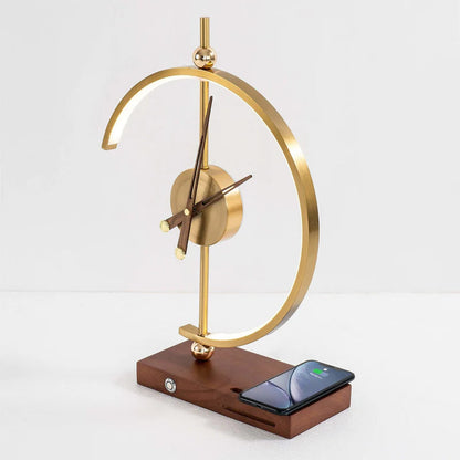 ALDO Home & Garden>Lamps> Lighting & Ceiling Fans 16 x 11 x 6 inches / New / Metal Artistic Design Clock Art Deco Sculpture Tabletop Lamp with Wirless Charger