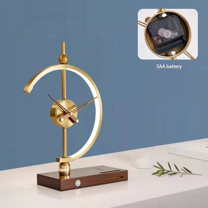 ALDO Home & Garden>Lamps> Lighting & Ceiling Fans 16 x 11 x 6 inches / New / Metal Artistic Design Clock Art Deco Sculpture Tabletop Lamp with Wirless Charger