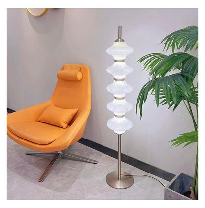 ALDO Home & Garden>Lamps> Lighting & Ceiling Fans 55" Toll x 9.8" Inches Wide / White / wood and metal Modern Sculptural Floor Lamp Comes with Three Different Lamp Shades.