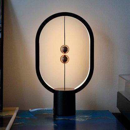 ALDO Home & Garden>Lamps> Lighting & Ceiling Fans Unique Magnetic Design Clock  Sculpture Tabletop LED Lamp With Round Base