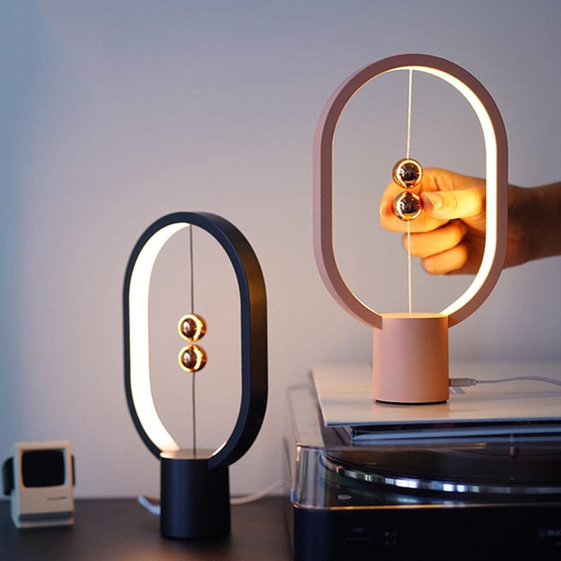 ALDO Home & Garden>Lamps> Lighting & Ceiling Fans Unique Magnetic Design Clock  Sculpture Tabletop LED Lamp With Round Base