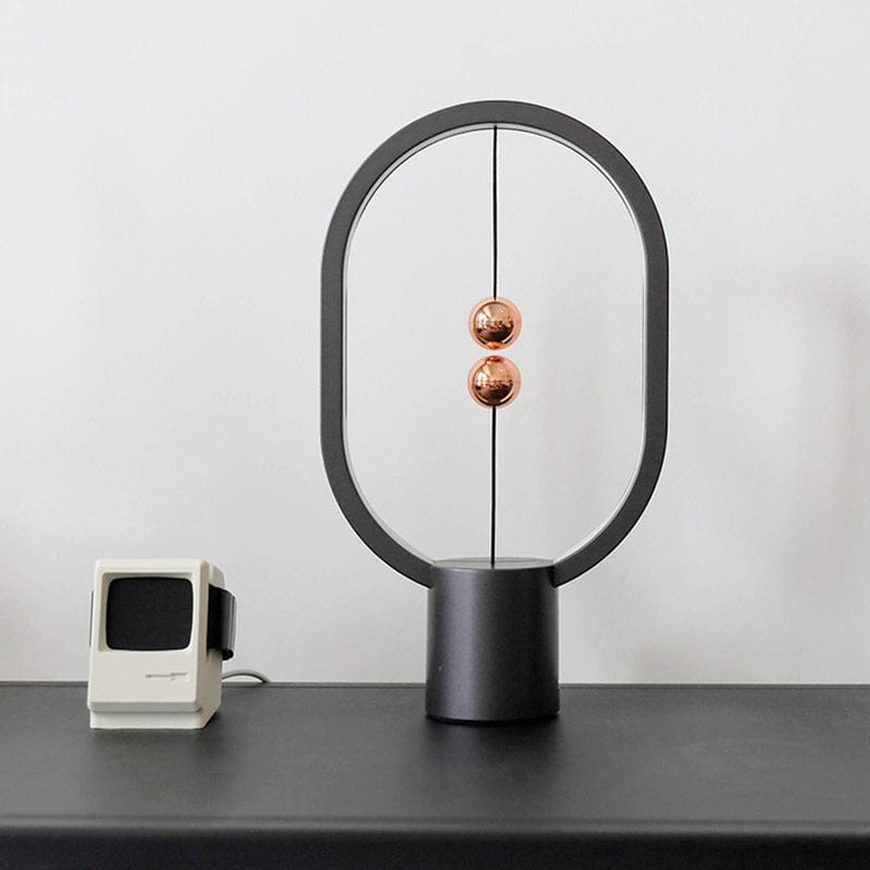 ALDO Home & Garden>Lamps> Lighting & Ceiling Fans Unique Magnetic Design Clock  Sculpture Tabletop LED Lamp With Round Base