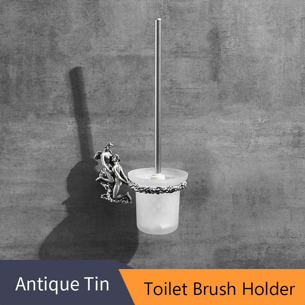 ALDO Home & Garden> Toilet Brush Holder Romantic Bathroom Hardware Accessories Set Cupid and Psyche Chrome Towel Ring and Robe Hook, Toilet Paper Holder Towel Bar Toilet Brush Holder
