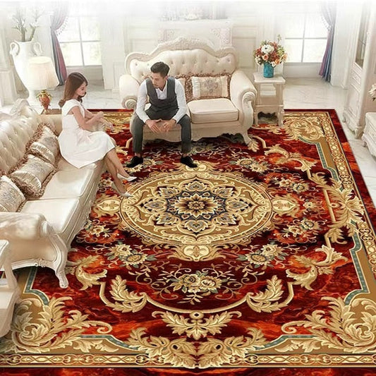 ALDO Home & Kitchen>Area Rugs>Carpet 2 feet Wide x 3 feet Long / Polyester / Multicolor Design Royal Red and Gold Luxury Non-Slip  Rug Carpet