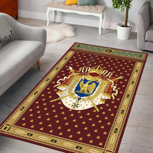 ALDO Home & Kitchen>Area Rugs>Carpet 90cmx120cm / 3.5" x " 4" foot / Polyester / Multicolor Modern Napoleon Coat Of Arms With Golden Eagle Luxury Non-Slip Stain Resistant Rug Carpet