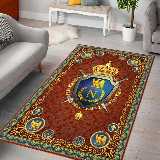 ALDO Home & Kitchen>Area Rugs>Carpet 90cmx120cm / 3.5" x " 4" foot / Polyester / Multicolor Modern Napoleon Coat Of Arms With Swords Luxury Non-Slip Stain Resistant Rug Carpet