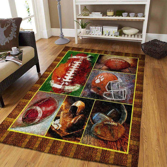 ALDO Home & Kitchen>Area Rugs>Carpet 90x120cm(35X47in) 3 x 4 foot / Flannel / Multicolor Football Memorabilia Modern Luxury Non-Slip Stain Resistant Area Rug Carpet